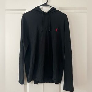Large Black Polo Cotton Hoodie